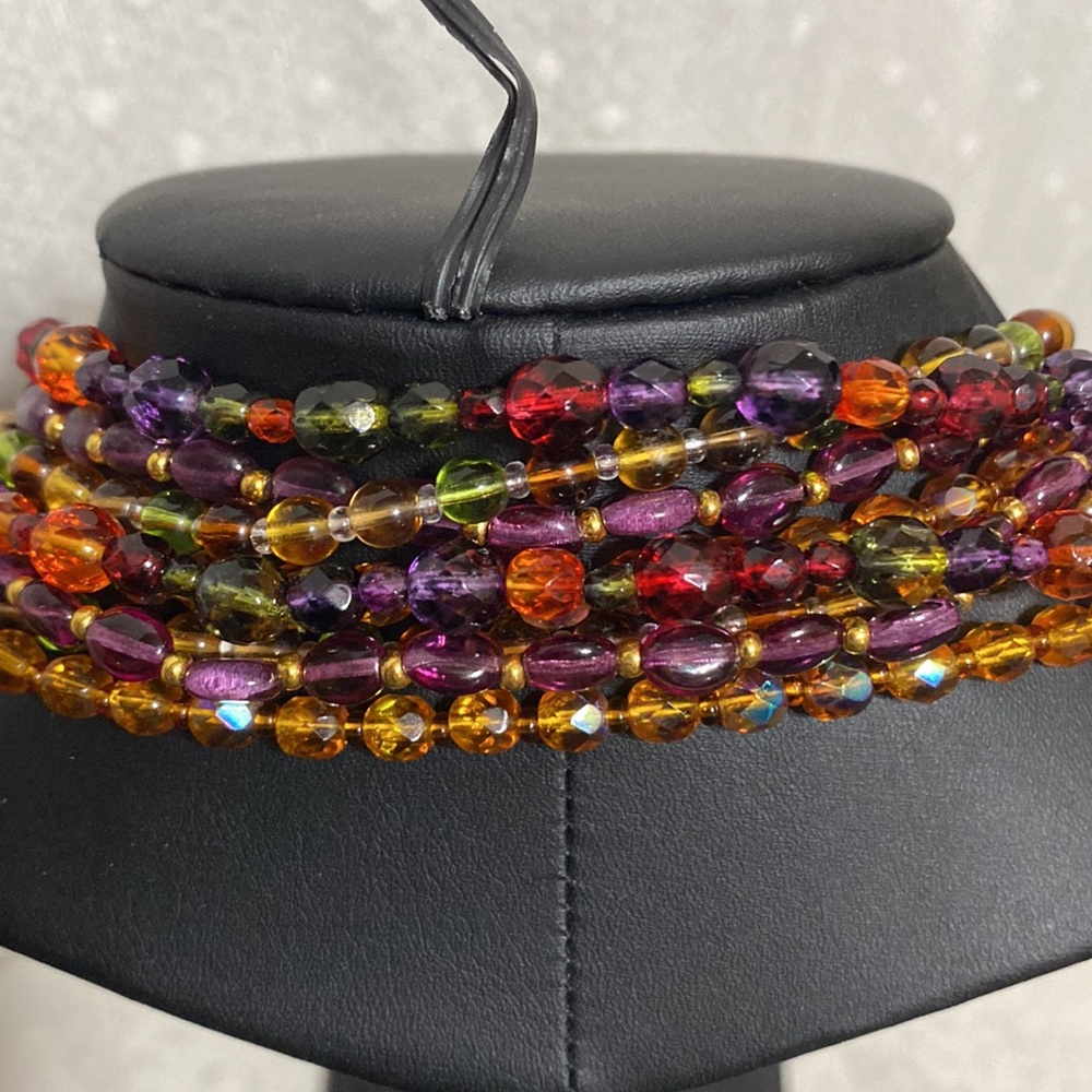 Vintage Joan Rivers Czech Glass Bead Multi-Stand Necklace - Picture 6 of 14